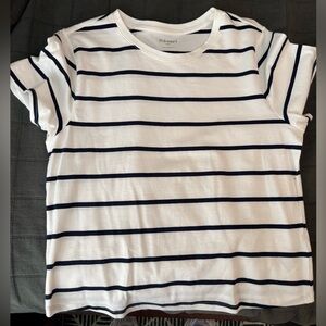 White and Navy Basic Tee